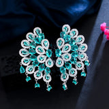 Sparkling CZ Flower Tassel Earrings for Brides