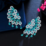 Sparkling CZ Flower Tassel Earrings for Brides