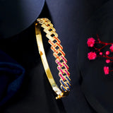 Colorful Cubic Zircon Big Banquet Bangles with Safety Clasp