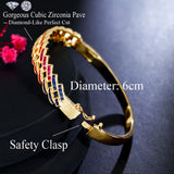 Colorful Cubic Zircon Big Banquet Bangles with Safety Clasp