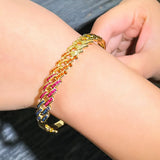 Colorful Cubic Zircon Big Banquet Bangles with Safety Clasp