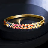 Colorful Cubic Zircon Big Banquet Bangles with Safety Clasp