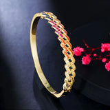 Colorful Cubic Zircon Big Banquet Bangles with Safety Clasp