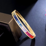 Pera Rainbow CZ Zircon Bangles for Women Hand Jewelry Z013