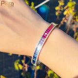 Pera Rainbow CZ Zircon Bangles for Women Hand Jewelry Z013