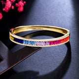 Pera Rainbow CZ Zircon Bangles for Women Hand Jewelry Z013