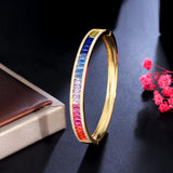 Pera Rainbow CZ Zircon Bangles for Women Hand Jewelry Z013