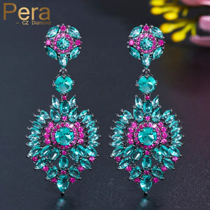 Pera Light CZ Water Drop Dangle Earrings for Female Bohemian Jewelry