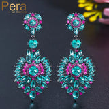 Pera Light CZ Water Drop Dangle Earrings for Female Bohemian Jewelry
