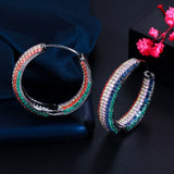 Pera Exclusive Multicolor CZ Stone Paved Circle Hoop Earrings for Ladies