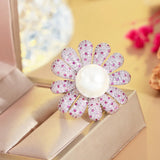 Large Pearl Flower Adjustable Open Ring