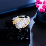 Extraordinary CZ Zircon Striped Bridal Wedding Open Resizable Ring R020