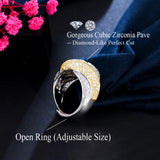 Extraordinary CZ Zircon Striped Bridal Wedding Open Resizable Ring R020
