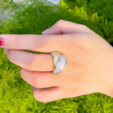 Extraordinary CZ Zircon Striped Bridal Wedding Open Resizable Ring R020