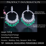 Green Zirconia Party Hoop Earrings Ethnic Style Dangle Jewelry E077