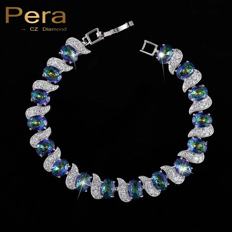 Pera CZ Jewelry Micro Pave Light Rhinestone Bracelet for Women