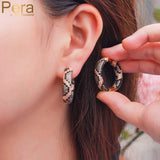 Pera CZ Snake Stripes Hoop Earrings for Women E731