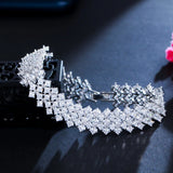 Pera Glitters CZ Wide Bangle Bracelet for Women