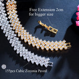 Pera Glitters CZ Wide Bangle Bracelet for Women