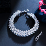 Pera Glitters CZ Wide Bangle Bracelet for Women