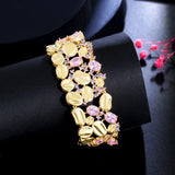 Pera Dubai Purple Pink CZ Wide Bracelet Bangle for Women