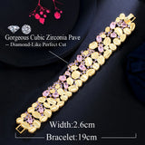 Pera Dubai Purple Pink CZ Wide Bracelet Bangle for Women