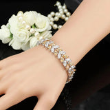 Pera CZ Crystal Silver Bridal Wedding Chain Link Bracelet Bangle