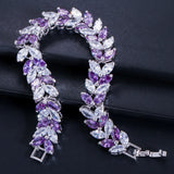 Pera CZ Crystal Silver Bridal Wedding Chain Link Bracelet Bangle