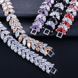 Pera CZ Crystal Silver Bridal Wedding Chain Link Bracelet Bangle
