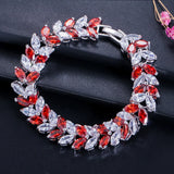 Pera CZ Crystal Silver Bridal Wedding Chain Link Bracelet Bangle