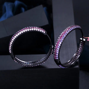 High-Quality Red Purple CZ Hoop Earrings for Women