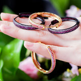 High-Quality Red Purple CZ Hoop Earrings for Women