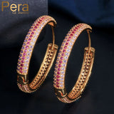 High-Quality Red Purple CZ Hoop Earrings for Women