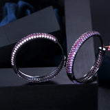 High-Quality Red Purple CZ Hoop Earrings for Women