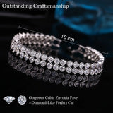High Clear Cubic Zirconia Double Round Bridal Chain Link Bracelet