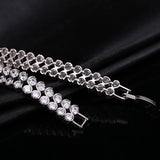 High Clear Cubic Zirconia Double Round Bridal Chain Link Bracelet