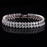 High Clear Cubic Zirconia Double Round Bridal Chain Link Bracelet