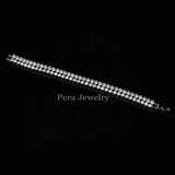 High Clear Cubic Zirconia Double Round Bridal Chain Link Bracelet