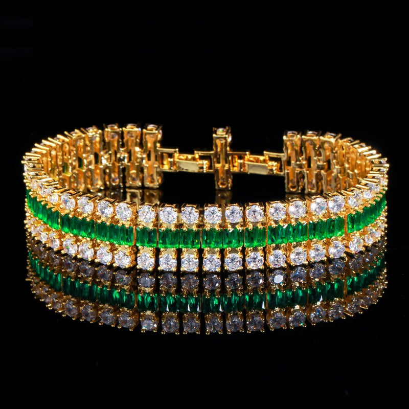 Pera High Green CZ Zircon Bridal Bangle Bracelet Wide Wedding Jewelry