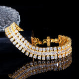 Pera High Green CZ Zircon Bridal Bangle Bracelet Wide Wedding Jewelry