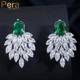 Vintage Bohemian Green Stone Drop Earrings with CZ