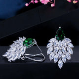 Vintage Bohemian Green Stone Drop Earrings with CZ