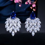 Vintage Bohemian Green Stone Drop Earrings with CZ
