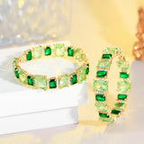 Pera Green CZ Crystal Large Round Hoop Earrings for Ladies