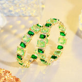 Pera Green CZ Crystal Large Round Hoop Earrings for Ladies