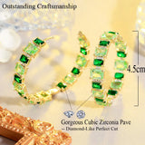 Pera Green CZ Crystal Large Round Hoop Earrings for Ladies