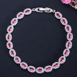 Pera Oval-Shape Chain Bracelet Red Cubic Zirconia Crystal
