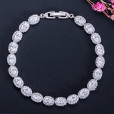 Pera Oval-Shape Chain Bracelet Red Cubic Zirconia Crystal