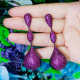 Hot Pink CZ Disco Ball Dangle Earrings for Women