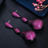 Hot Pink CZ Disco Ball Dangle Earrings for Women
